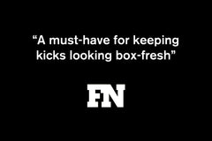 FN logo with quote "A must-have for keeping kicks looking box-fresh" on a black backround