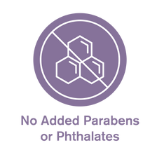 Icon indicating 'No Added Parabens or Phthalates' on a white background