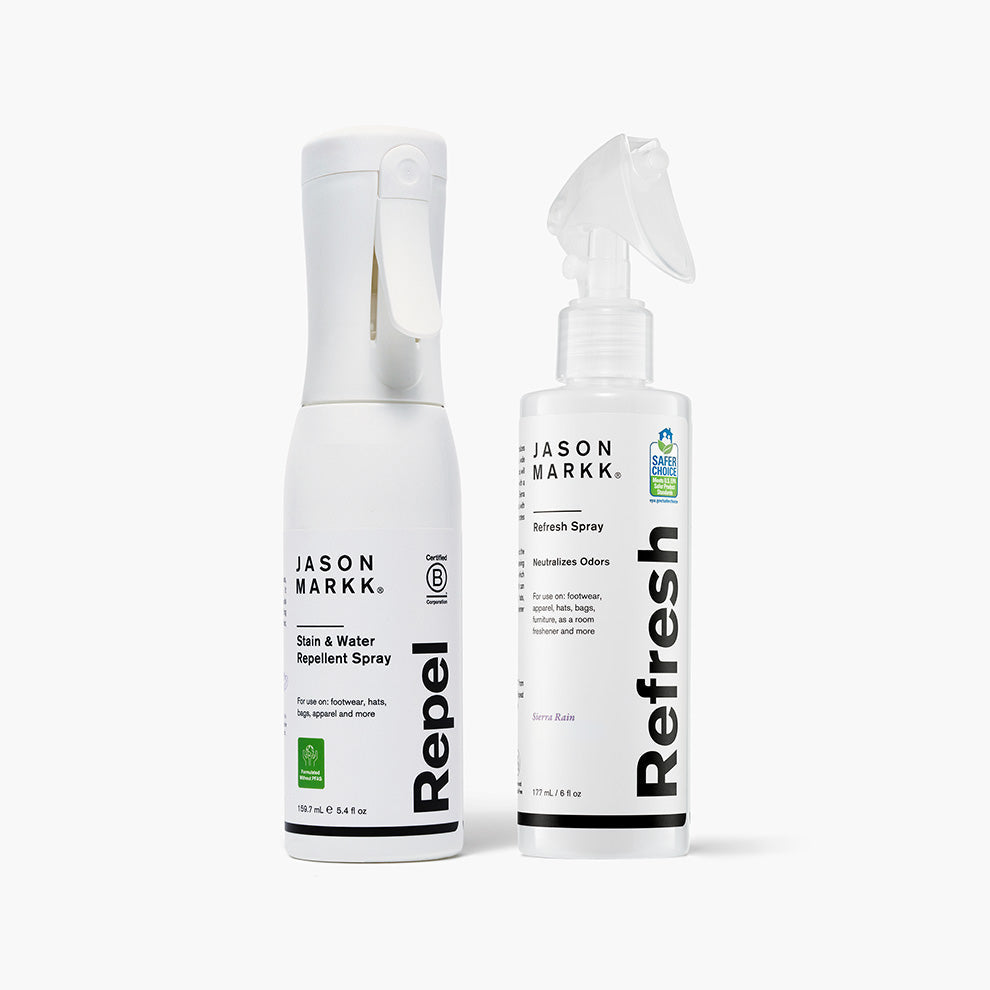 Jason Markk Repel Spray and Refresh Spray on a white background.