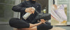Person spraying Repel spray on a shoe with a video montage of Repel protecting shoes on the right.